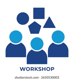 WORKSHOP DE ÍCONE ÚNICO, ÍCONE PARA APLICATIVO, SITE, APRESENTAÇÃO ETC. ÍCONE NO ESTILO AZUL.