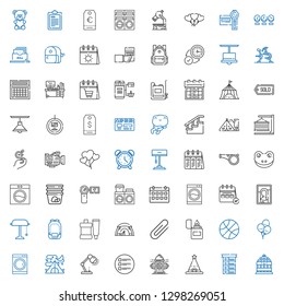 single icons set. Collection of single with bird cage, list, hat, hydrant, lamp, tent, washing machine, balloons, basketball, lighter, clip. Editable and scalable single icons.