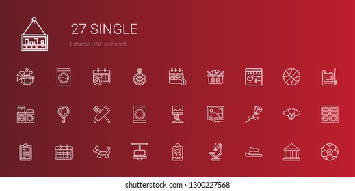 single icons set. Collection of single with hat, microscope, tag, lamp, balloon modelling, calendar, test, rose, picture, washing machine. Editable and scalable single icons.