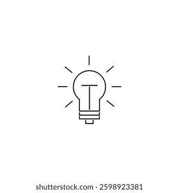 Single idea icon with light bulb element style, outline vector sign, linear style pictogram isolated on white. Editable stroke