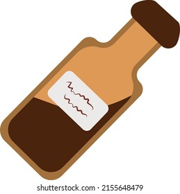 single illustration of a glass bottle with liquid in a simple style