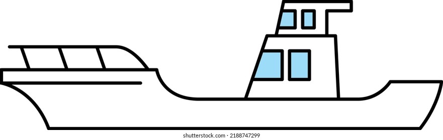 Single illustration material of a fishing boat facing sideways