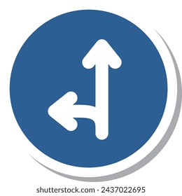 Single illustration of a mini sign sticker: Prohibited from moving in any direction other than the designated direction