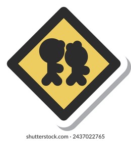 Single illustration of mini sign stickers for schools, kindergartens, nursery schools, etc.