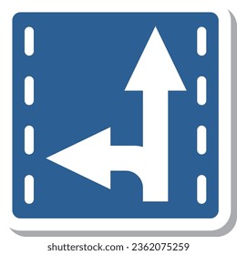 Single illustration of a simple sign sticker Passage classification by direction of travel