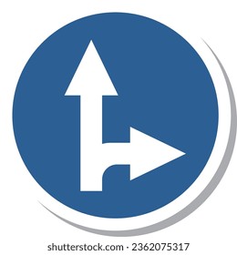 Einmalige Abbildung eines einfachen Zeichenaufklebers - Untersagt, in jede andere Richtung als die angegebene zu fahren