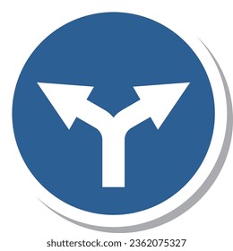 Single illustration of a simple sign sticker - Prohibited to proceed in any direction other than the designated direction