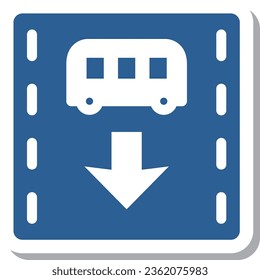 A single illustration of a simple sign sticker Priority traffic zone for fixed-route buses