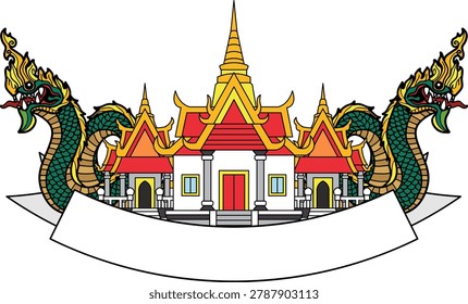 single illustration of Temples and Naga 