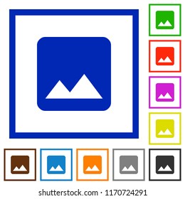 Single image flat color icons in square frames on white background