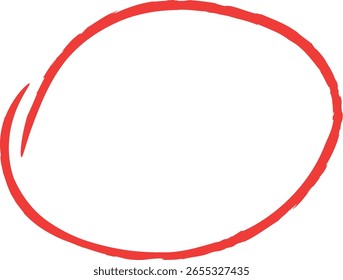 A single, imperfect red circle drawn by hand. The object is isolated on a transparent background, perfect for design overlays. - Powered by Shutterstock - Get 15% off with code: PIKWIZARD15