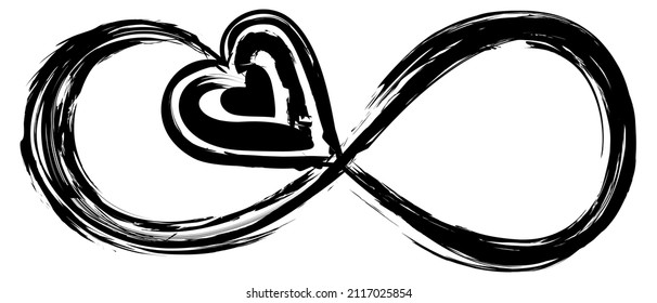 Single infinity love brush stroke style art on an isolated white background