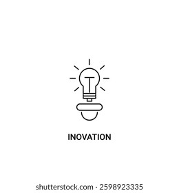 Single innovation icon, outline vector sign, linear style pictogram isolated on white. with light element. Editable stroke