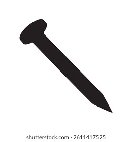Single iron nail silhouette isolated on white background. Nail icon vector illustration.
