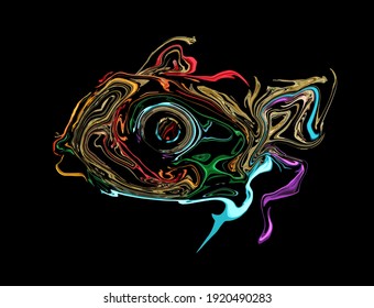 un único pez neón abstracto aislado. ilustración vectorial colorida. diseño de dibujos animados