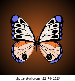 Un solo machaon de mariposa de color aislado sobre un fondo marrón. Ilustración del vector