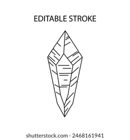 Single isolated crystal gem. Illustration with editable stroke.