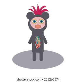 single isolated cute doodle monster