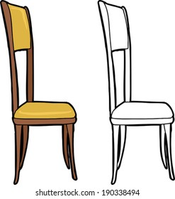 Single isolated dining chair on white background