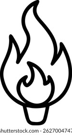 A single, isolated fire flame icon, perfect for design projects needing a fiery element.