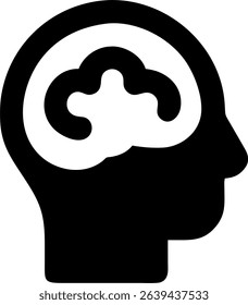 A single, isolated icon of a human brain, representing thinking and innovation.