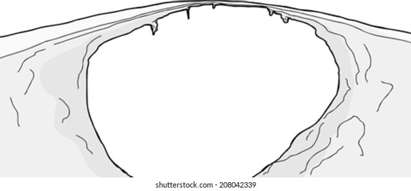 Single isolated icy bridge over abyss with white background