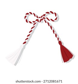 Um único arco de Martisor isolado; corda vermelha e branca com ornamento comemorativo de arco; ornamento tradicional de primavera na Romênia e Bulgária