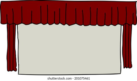 Single isolated movie screen with red curtains