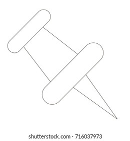 Single Isolated Pin cartoon. Outlined illustration with thin line black stroke