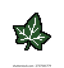 A single isolated pixel art sprite of a climbing ivy leaf with white veins.