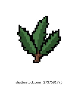 A single isolated pixel art sprite of a pine needle cluster with a brown base.