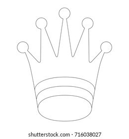 Single Isolated Princess Crown cartoon. Outlined illustration with thin line black stroke