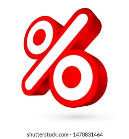 Single Isolated Rounded Red Graphic Percent Sign Sale Shadow