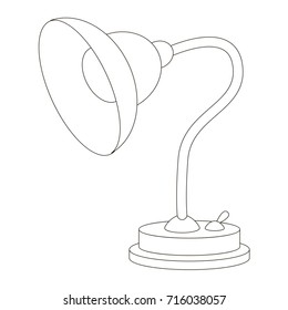 Single Isolated Table Lamp cartoon. Outlined illustration with thin line black stroke