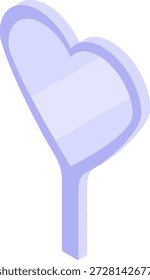 Icono de puntero en forma de corazón de lavanda isométrica única para marcado de ubicación y diseño creativo de interfaz de navegación de mapas