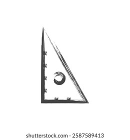 Single item icon related to brush writing school tools Triangular ruler