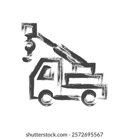 Single item icon related to brush-drawn vehicles Crane truck