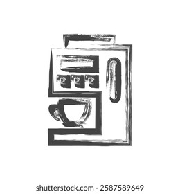 Single item icon related to daily necessities home appliances written by brush coffee maker