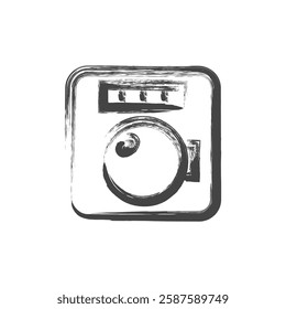 Single item icon related to daily necessities home appliances written by brush Drum type washing machine