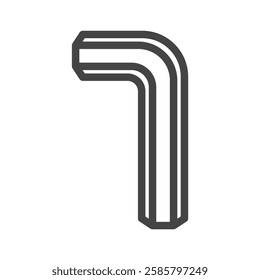 Single item icon related to line drawing tools: hexagonal wrench