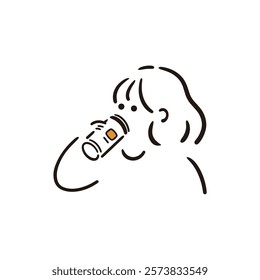 [Single item] Illustration material of a girl drinking canned beer