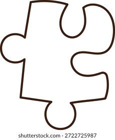 Einzelne Kontur aus Puzzleteilen mit glatten abgerundeten Laschen und Buchsen, sauberer Schlag auf leerem Hintergrund. Symbol für Problemlösung, Verbindung und Vervollständigung für Branding. Cartoon, Vektorgrafik.