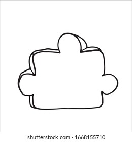 Single jigsaw puzzle isolated on white background. Somple hand drawn vector illustration in cartoon doodle style. Element as symbol of board games, piece of team building. Element for postcard poster