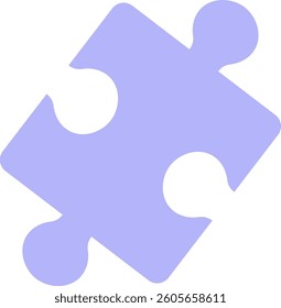 A single jigsaw puzzle piece with rounded edges in a minimalist style. The piece is isolated, featuring interlocking connectors and a simple form. Cartoon vector illustration.