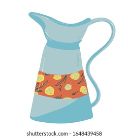 Single jug. Garden decoration and tools. Vector. doodle clipart. Isolated on a white background. For design, cards, invitation, decoration, stickers