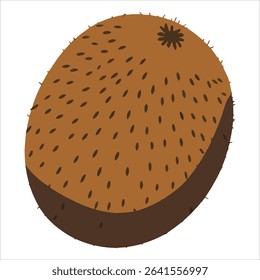 Single juicy whole kiwi fruit hand drawn in cartoon style. Refreshing summer illustration perfect for healthy food and beverage themes.
