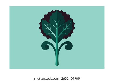 Single Kale Plant with Curly Dark Leaves