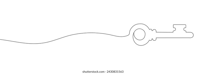 Single key drawing. one continuous line black color