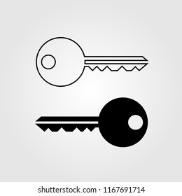 Single key icon flat style isolated on background. Key icon sign symbol for web site and app design.