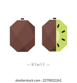 Ilustración de diseño plano geométrico abstracto de un solo kiwi. Elementos simples de interfaz creativa de fruta saludable para el logotipo de icono de aplicación ui ux banner web aislado en fondo blanco, sin gradientes